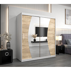 Abiks Meble Armoire Wave à portes coulissantes 200/180/62 2 portes (blanc/sonoma)