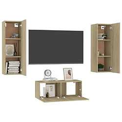 Avis Maison Chic Ensemble de meubles TV 3 pcs | Banc TV Moderne pour salon | Meuble de Rangement - Chêne sonoma Aggloméré -MN56980