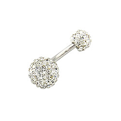 Body Piercing Bijoux Bouton de boule de cristal Barre d'anneau de ventre blanc