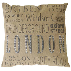 Mendler Coussin de décoration, London, coussin avec bourrage, marron, pierres scintillantes, 45x45cm