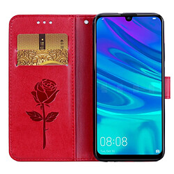 Wewoo Housse Coque Étui en cuir PU à rabat horizontal relief rose pour Huawei P Smart 2019avec support et fentes cartes et portefeuille rouge pas cher