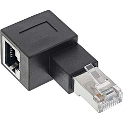 InLine - Netzwerkadapter - RJ-45 (W) gerade bis RJ-45 (M) links abgewinkelt - abgeschirmt - CAT 6a - gewinkelt - Schwarz (69991D)