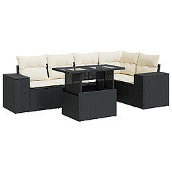 vidaXL Salon de jardin 6 pcs avec coussins noir résine tressée