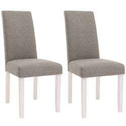 Mendler Lot de 2 chaises de salle à manger HWC-N66, chaise de cuisine chaise inclinable bois massif tissu/textile gris, pieds blancs