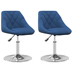 vidaXL Chaises pivotantes à manger lot de 2 Bleu Velours