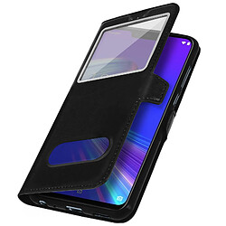 Avizar Housse Asus ZenFone Max M2 Double Fenêtre Fonction Support Silicone Noir