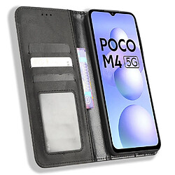 Etui en PU texture rétro, absorption magnétique avec support pour votre Xiaomi Poco M4 5G - noir