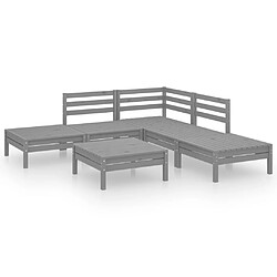 Maison Chic Salon de jardin 6 pcs - Table et chaises d'extérieur - Mobilier/Meubles de jardin Moderne Bois de pin massif Gris -MN18286