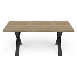 Table - STOUT - Rectangulaire - Décor mélamine halifax - Pied en X noir mat - 6 places - 180 x 90 cm - DEMEYERE