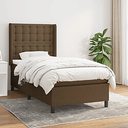 Maison Chic Structures de lit + matelas,Lit à sommier tapissier avec matelas Marron foncé 90x190 cm -MN75233