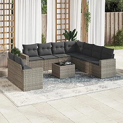 Maison Chic Salon de jardin avec coussins 10 pcs | Ensemble de Table et chaises | Mobilier d'Extérieur gris résine tressée -GKD77421