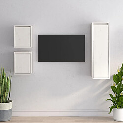 Maison Chic Meubles TV 3 pcs pour salon Blanc Bois massif de pin -MN41226