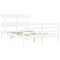 Maison Chic Cadre/structure de lit avec tête de lit pour adulte - Lit Moderne Chambre blanc 140x190 cm bois massif -MN51808 pas cher