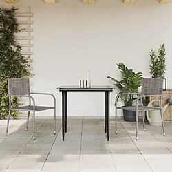 vidaXL Ensemble à manger de jardin 3pcs gris/noir résine tressée/acier