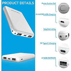 Avis SANAG Pb31 Power Bank 2.1A Double Charge Rapide Usb Chargeur De Poche Universel 5000Mah Pour Bagages Main Batterie Externe Pour Téléphone Portable Smartphone Samsung Oppo Huawei Xiaomi (Blanc)