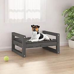 vidaXL Lit pour chien Gris 55,5x45,5x28 cm Bois de pin solide