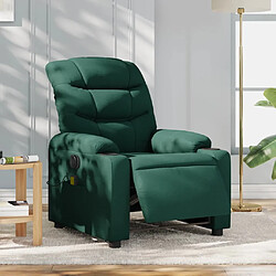 Maison Chic Fauteuil Relax pour salon, Fauteuil de massage inclinable électrique Vert foncé Tissu -GKD66283