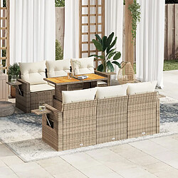 vidaXL Salon de jardin avec coussins 7 pcs beige résine tressée