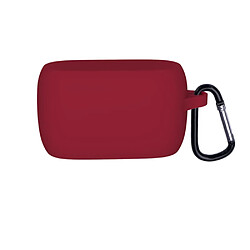 Coque en silicone avec boucle anti-perte rouge vin pour votre Jabra Elite 3