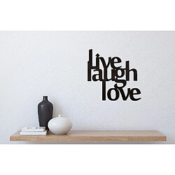 Homemania Décoration murale Mots - Art mural - Citations - Live Laugh Love - pour le salon, la chambre à coucher - Acier noir, 50 x 0,15 x 50 cm pas cher