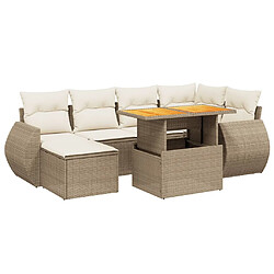 vidaXL Salon de jardin avec coussins 7 pcs beige résine tressée