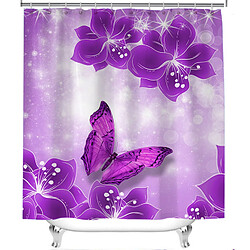 Universal 3D couleur tulipe rideau de douche rideau de salle de bains fleur naturelle imperméable polyester tissu décoration de baignoire |(Violet)