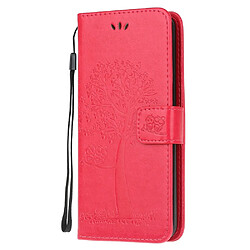 Etui en PU chouette avec support rouge pour votre Huawei P40 Lite