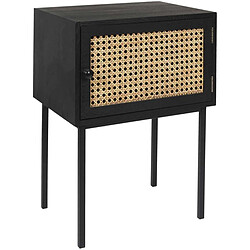 The Home Deco Factory Chevet en bois 1 porte cannage noir et naturel.