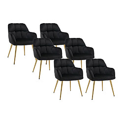 Lot de 6 chaises avec accoudoirs en velours et métal doré - Noir - PEGA de PASCAL MORABITO