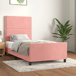 Maison Chic Cadre/structure de lit avec tête de lit pour adulte - Lit Moderne Chambre Rose 100x200 cm Velours -MN66581