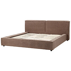 Beliani Lit double 180 x 200 cm en bouclé marron LINARDS pas cher