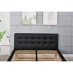 Literie Julien frederic - Solide et Confortable Lit avec Sommier + Tête de Lit Capitonnee Couleur NOIR + Pieds en 10 cm pour matelas en 90x190 - 13 Lattes - revetement PVC Simili facile d'entretien - Montage Rapide et Facile