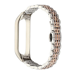 Bracelet en métal avec boucle de serrage, argent/rose or pour votre Xiaomi Mi Band 5/6