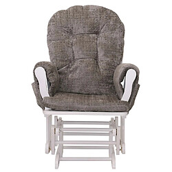 Mendler Fauteuil relax HWC-C76, fauteuil à bascule Fauteuil à bascule avec pouf Tissu/Textile Chenille (465g/m²) ~ gris clair, piètement blanc pas cher