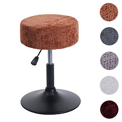 Mendler Tabouret HWC-C22, tabouret de maquillage, réglable en hauteur pivotant Ø 37cm Tissu Chenille (465g/m²) MVG ~ terracotta