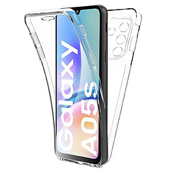 Htdmobiles Coque pour Samsung Galaxy A05s - housse etui silicone gel fine 360 integrale (avant et arriere) + film ecran - TRANSPARENT