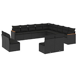 Maison Chic Salon de jardin avec coussins 13 pcs, Ensemble Tables et chaises de jardin, noir résine tressée -GKD795942