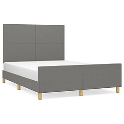 Maison Chic Lit adulte - Cadre Structure de lit avec tête de lit Contemporain Gris foncé 140x190 cm Tissu -MN14396