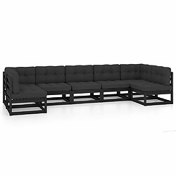 Maison Chic Salon de jardin 7 pcs + coussins - Mobilier/Meubles de jardin - Table et chaises d'extérieur noir bois de pin massif -MN23736