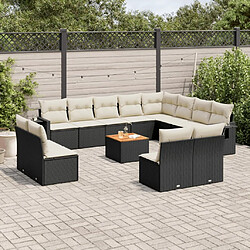 Maison Chic Salon de jardin avec coussins 13 pcs, Ensemble Tables et chaises de jardin, noir résine tressée -GKD359969