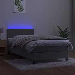 Avis Maison Chic Lit adulte- Lit + matelas,Sommier à lattes de lit avec matelas et LED Gris clair 90x190cm -GKD81538