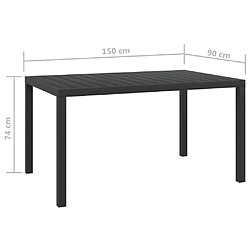 Acheter vidaXL Table de jardin noir 150 x 90 x 74 cm Aluminium et WPC