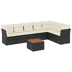 Maison Chic Ensemble Tables et chaises d'extérieur 8 pcs avec coussins,Salon de jardin noir résine tressée -GKD572427