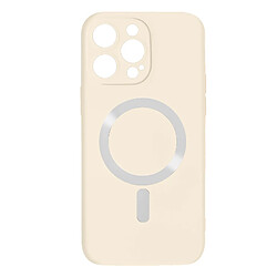 Avizar Coque pour iPhone 14 Pro Max Compatible Magsafe Semi Rigide Soft-Touch blanc