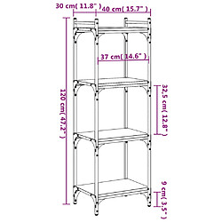 vidaXL Bibliothèque 4 niveaux chêne fumé 40x30x120cm bois d'ingénierie pas cher