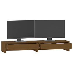 Avis vidaXL Support de moniteur Marron miel 100x27x15 cm Bois de pin solide