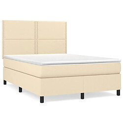 vidaXL Sommier à lattes de lit avec matelas Crème 140x190 cm Tissu