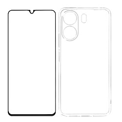 Avizar Coque pour Xiaomi Redmi 13C Silicone Gel et Verre Trempé Noir