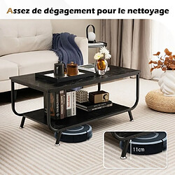 Avis Helloshop26 Table basse à 2 niveaux avec plateau imitation marbre 105 x 55 x 46,5 cm table de salon moderne avec structure en métal noir 20_0005988