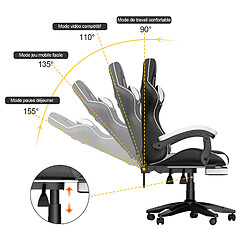 RATTANTREE Chaise de Gaming avec Repose-Pied, Chaise Gaming Racing, Dossier Inclinable à 155, Avec support lombaire, Fauteuil gamer Ergonomique, Siege Gaming avec Appui-tête, Noir Blanc